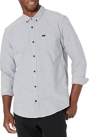 RVCA Men's Slim Fit Long Sleeve Oxford Stretch Woven Button Up Shirt 