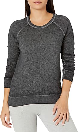 Danskin Womens Long Sleeve Mineral Wash Pullover, Charcoal, X-Large