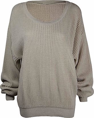 FashionMark Womens Long Sleeves Knitted Baggy Style Oversize Plain Jumper Sweater