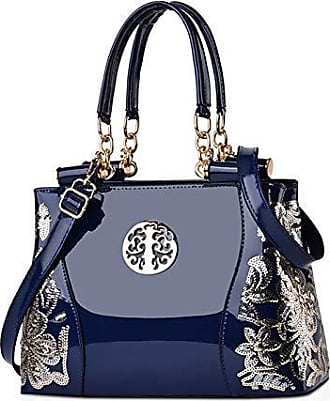 NICOLE & DORIS Handtaschen für Damen Taschen Leder Damen Handtasche die neuesten Trends Spleiß Farbe Umhängetaschen Grau 