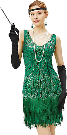 BABEYOND Women's Plus Size Flapper Dresses 1920s V Neck Beaded