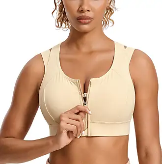 SYROKAN Womens' Sports Bra High Impact Support Zip Front Adjustable Large  Bust Racerback Wirefree Padded White 32B : : Clothing, Shoes &  Accessories