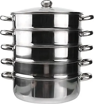 YARNOW Stainless Steel Steamer Pot 2 Tier Food Steamer Double Layer Metal  Cooking Steamer Support for Stove and Induction for Tamale Vegetable