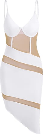 Zaful Womens Mesh Panel Slinky Asymmetrical Corset Bustier Dress