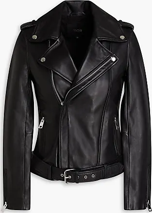 Convertible quilted shell-paneled leather biker jacket