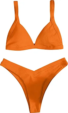 Women's Solid Three Point Split Bikini Summer Dissolving Bikini