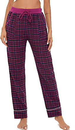 SANFASHION Womens Pyjama Pants Bottoms Fleece Winter Warm Casual Loose Soft High Waist Pocket Printed Flannel Sleepwear Trouser 