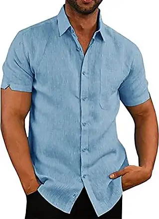 Chemises à Manches Longues pour Hommes Chemises en Lin Bouton vers le Bas  Chemises d'Été Confortables Décontractées Chemises de Plage Tops Chemisier  