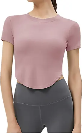 Womens Summer Pink T Shirt Women With Built In Bra And O Neck In