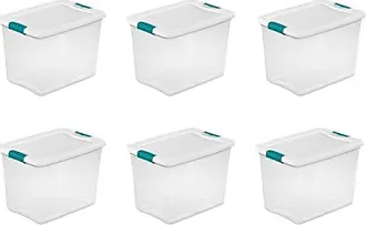 Sterilite 15 Qt Latching Storage Box, Stackable Bin with Latch Lid, Plastic  Container to Organize Clothes in Closet, Clear with Blue Lid, 36-Pack