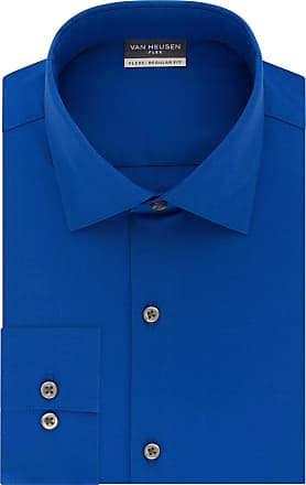 Van Heusen mens Regular Fit Flex 3 Dress Shirt, Empire Blue, 17 -17.5 Neck 36 -37 Sleeve X-Large US