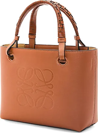 Anagram large cutout leather and cotton-canvas tote