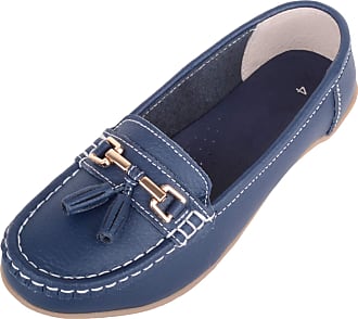 Absolute Footwear Womens Slip On Casual Lightweight Moccasin Style Boat Deck Shoe with Tassell Design