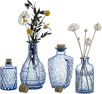 Glass Bud Vase Set of 3, Small Flower Vases for Decorative, Gradient Glass  and Embossed Style Mini Glass Bottles for Home Decor, Vintage Glass Bottles