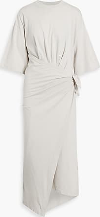Balenciaga Oversized Frayed Satinjacquard Midi Shirt Dress - Women - Gray Dresses - S