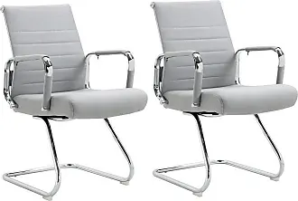 SVITA ELEGANCE COMFORT 2x chaise visiteur en similicuir chaise à piétement  luge avec accoudoirs blanc