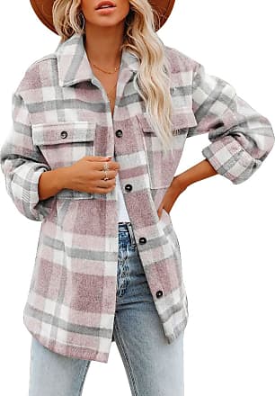  Women's Casual Plaid Cropped Shacket Jacket Button Down Wool  Blend Lapel Long Sleeve Flannel Shirt Jacket Brushed Short Coat : Clothing,  Shoes & Jewelry