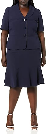Le Suit Womens Stretch Crepe 3 Button Notch Collar Skirt Suit 