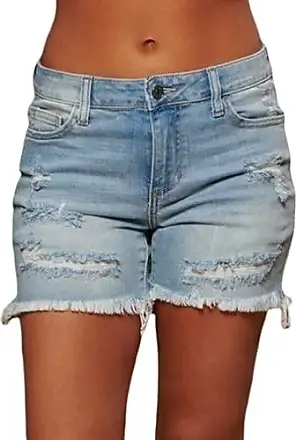 Short en Jean Taille Haute Femme Pantalon Fleur Shorts en Denim