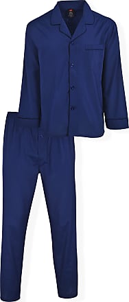 NWT Hanes Men's Sz SMALL Woven Pajama Set Long Sleeve Sleepwear Navy/Blue 