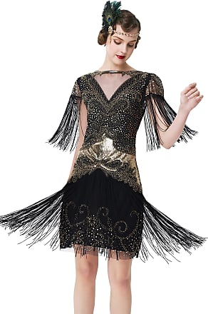 BABEYOND 1920s Art Deco Fringed Sequin Dress Roaring 20s Flapper Fancy ...