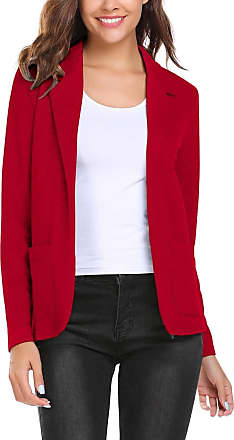 Zeagoo Women Casual V-Neck Long Sleeve Single Button Lace Trimmed Patchwork Jacket Blazer 