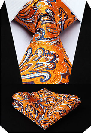 HISDERN Mens Paisley Floral Tie Handkerchief Wedding Necktie & Pocket Square Set For Formal Business