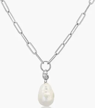 Isla White Pearl Necklace With Paperclip Chain - Gold Plated - Oak & Luna