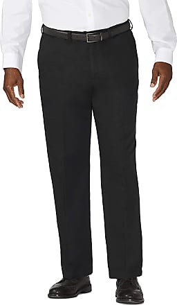 Haggar Mens Big & Tall Work to Weekend Hidden Expandable-Waist Plain-Front Pant - Black - 52W x 32L