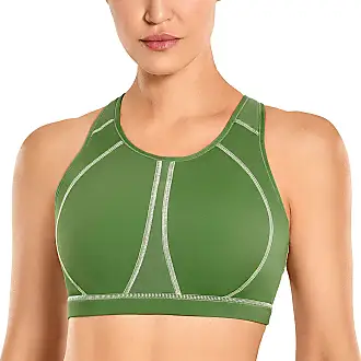 Buy SYROKAN Women's Sports Bra for Large Breasts High Impact Full Coverage  Padded Wireless Running Halter Neck Bra, Pale Straw Green, 38C at