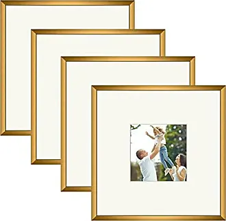 8x8 Aluminum Silver Frame with Ivory Color Mat for 4x4 Picture