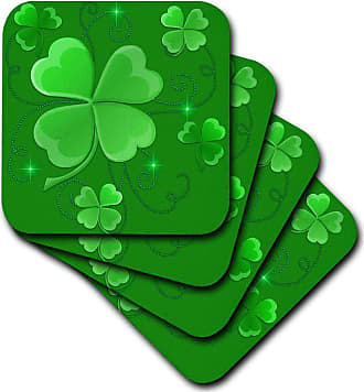 Soft 3dRose Dream Essence Designs is of Some Lucky Shamrocks Just in Time Coaster Set of 4 