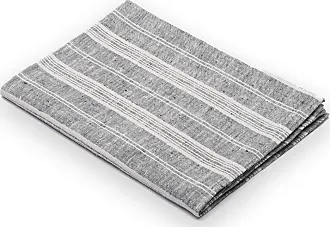Set of 2 Black Natural Linen Tea Towels Multistripe - LinenMe