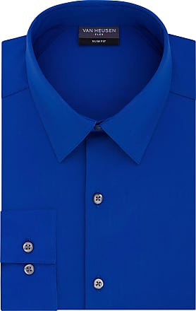 Van Heusen Mens Dress Shirt Slim Fit Flex 3, Empire Blue, 14-14.5 Neck 34-35 Sleeve