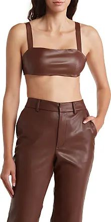 Toffee Faux Leather Bra Top –