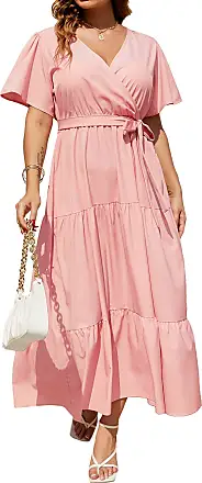 KOJOOIN Plus Size Long Sleeve Maxi Dress for Women V Neck Empire