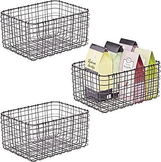 mDesign Metal Kitchen Food Drawer Organizer Basket with Handles, 4 Pack -  Bronze