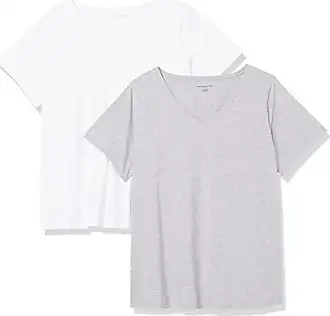 Essentials Femme T-Shirts Col En V À Manches Courtes, Lot de 2 :  : Mode