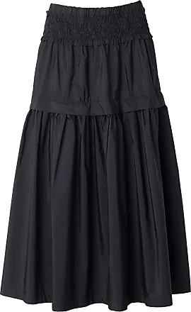 Quince Women's Black Chiffon Pleated Midi Skirt sz S NWT Lined Elastic  Waist