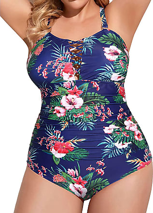 Womens-One-Piece-Swimsuits Plus-Size Tummy-Control Bathing-Suits - with  Adjustable Shoulder Straps Swimwears Soft UPF50+
