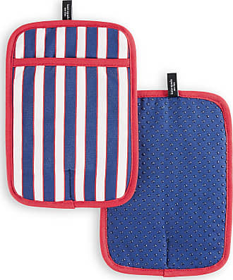 Kate Spade New York Joy Dot Oven Mitt & Pot Grabber 2-Pack Set, 7 x 13, 8 Round, Navy Blue/Cream