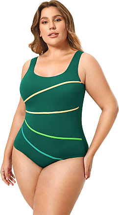 Delimira Womens Plus Size Tummy Control One Piece Underwire Swimsuit 