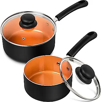 Michelangelo 3 Quart Saucepan with Lid, Ultra Nonstick Coppper Sauce Pan with Lid, Small Pot with Lid, Ceramic Nonstick