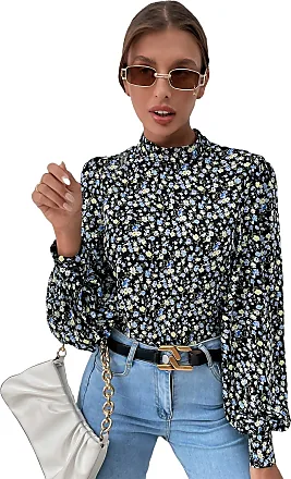 Floerns Women's Floral Print Long Sleeve High Neck Georgette