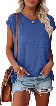 MIROL Women's Short Sleeve Tunic Tops Basic Loose T Shirts Solid