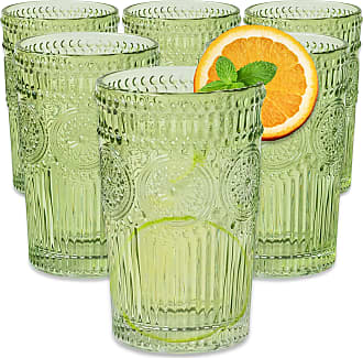 Kate Aspen Sage Green Hobnail Beaded Drinking Glasses Set of 6-10 oz  Vintage Glassware Set Cocktail Glass Set, Juice Glass, Water Cups