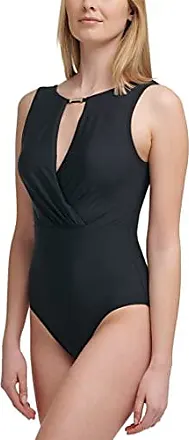 Calvin Klein Standard V-Neckline Blouson Wrap Shelf Bra One Piece Swimsuit