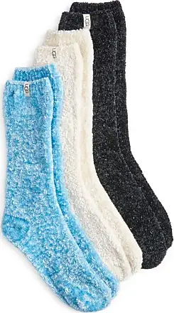 UGG Socks One Size Leda Fuzzy Cozy Crew - Black Stretch Warm