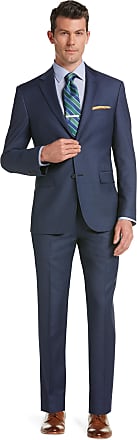 Jos. A. Bank Mens Traveler Collection Tailored Fit Sharkskin Suit - Big & Tall, Bright Blue, 52 Regular