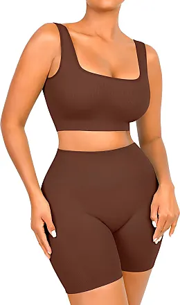 Fitever Women Shapewear Bodysuit Waist Trainer Slim Full Body Shaper  Seamless Tummy Control Romper Tops Round Neck Jumpsuits,Beige,XS/S at   Women's Clothing store